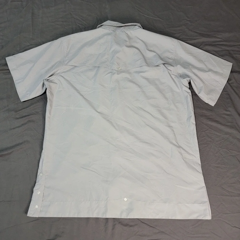 Texas Standard Guayabera Libre Shirt Mens Large Gray Embroidered Western Vented - Picture 3 of 6